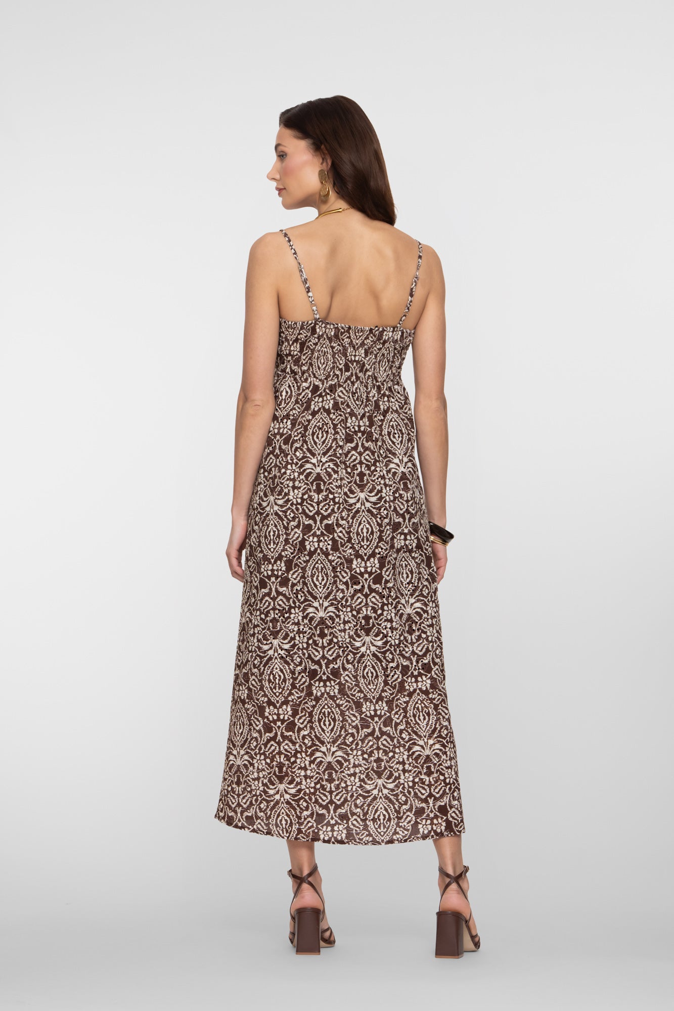 Geisha Maxikleid mit Broderie-Details