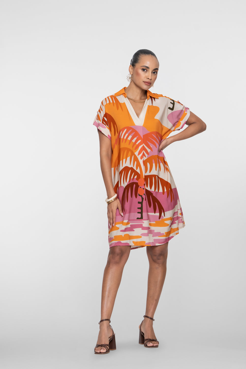 Geisha Kleid mit Palmenmuster für Frauen