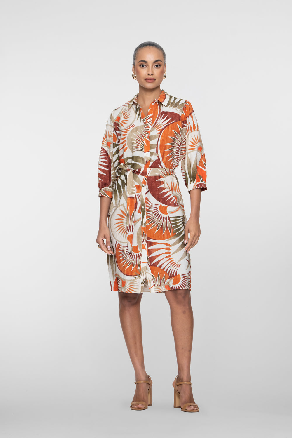 Geisha oranges Minikleid mit Fächerprint