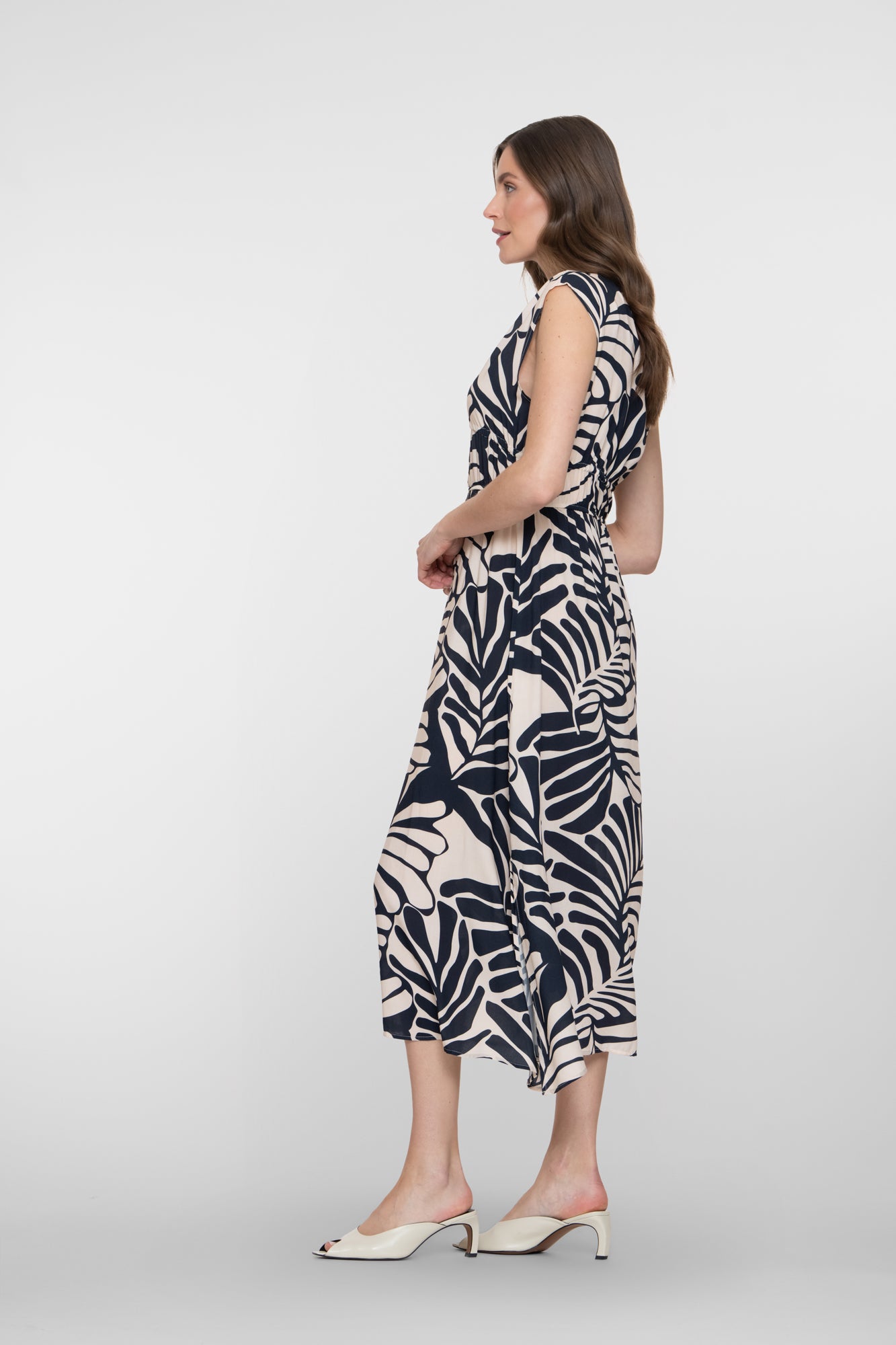 Geisha navy Midikleid mit Blattprint