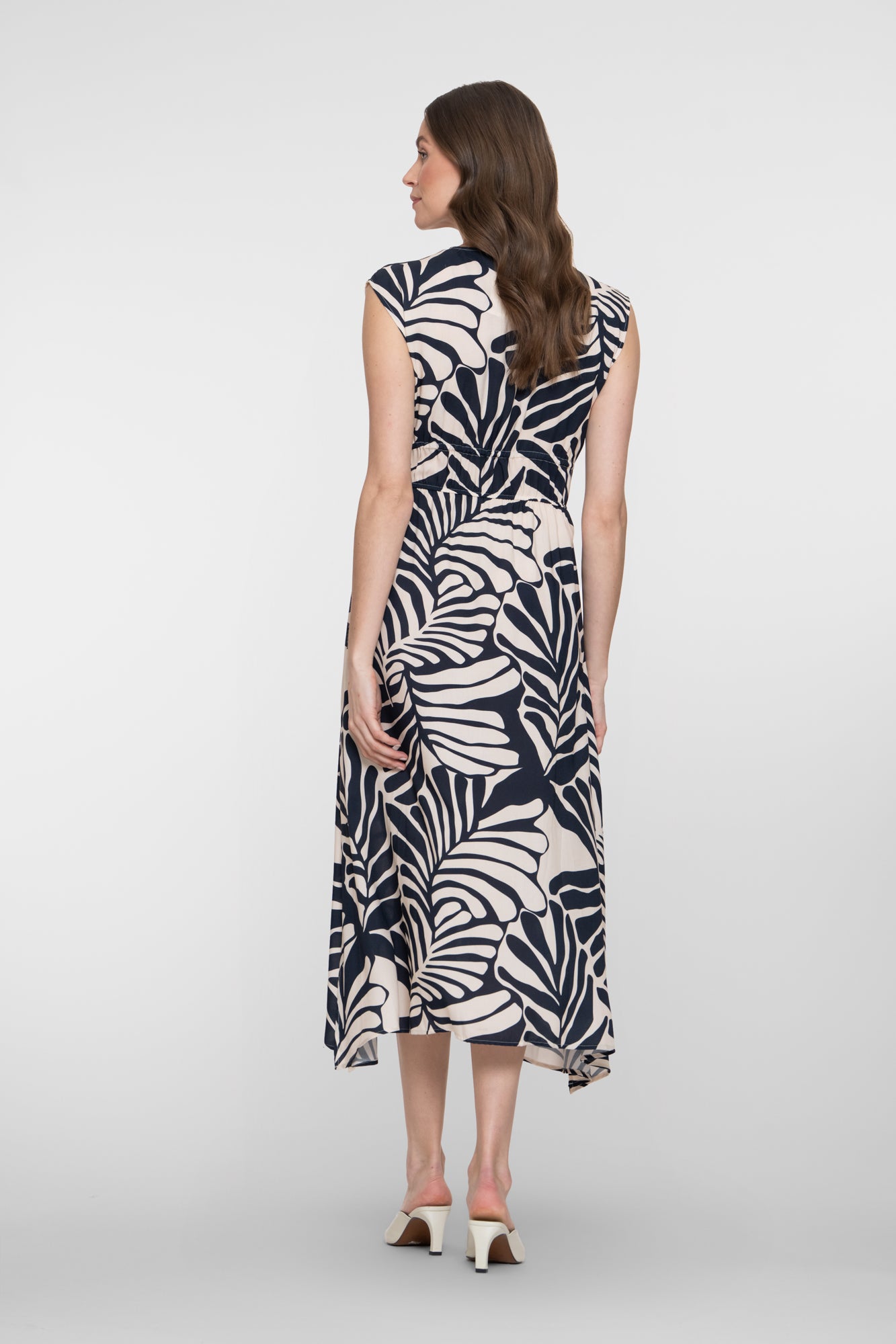 Geisha navy Midikleid mit Blattprint