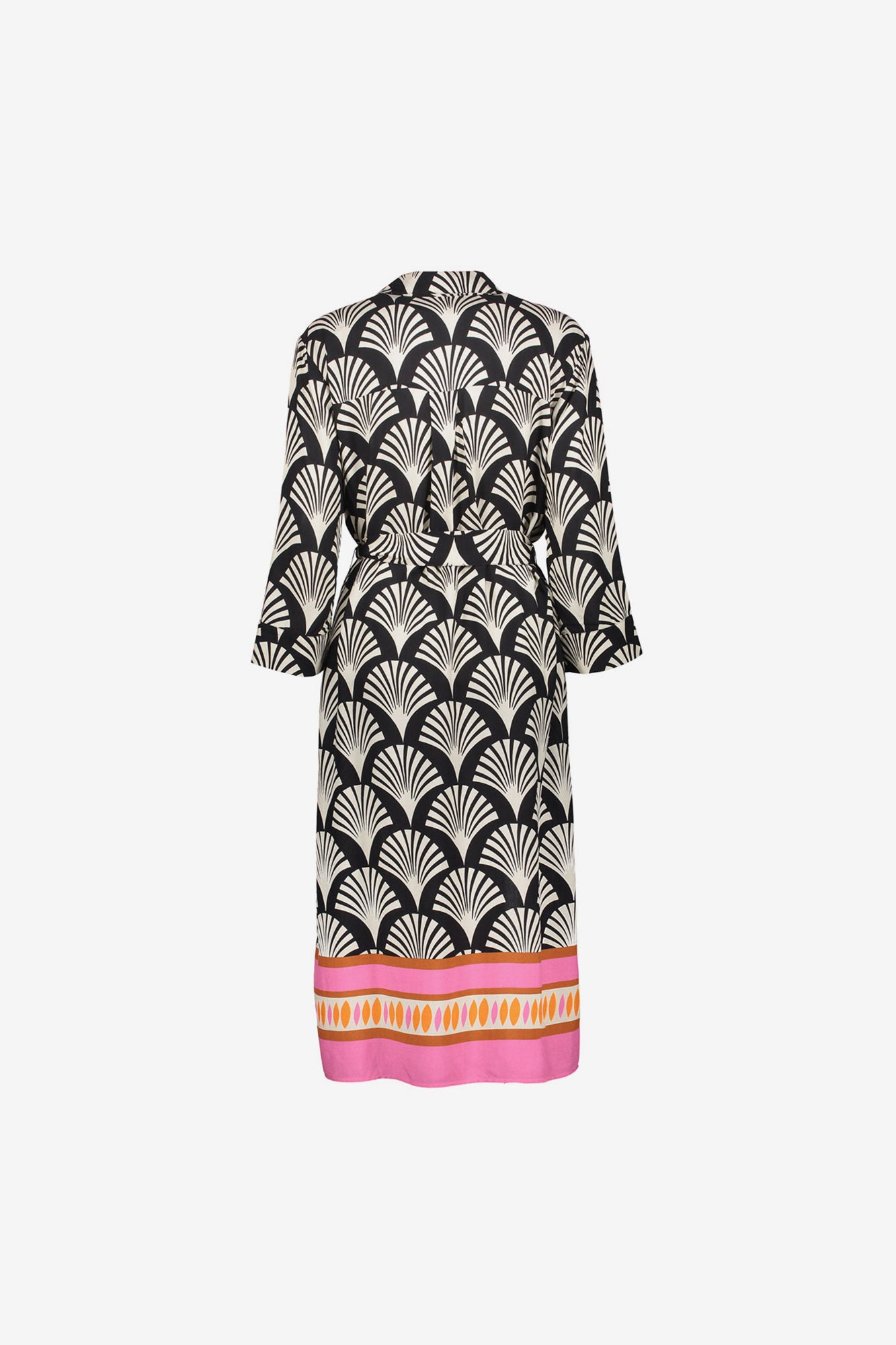 Geisha Kleid mit grafischem Print und kontrastierendem Saum