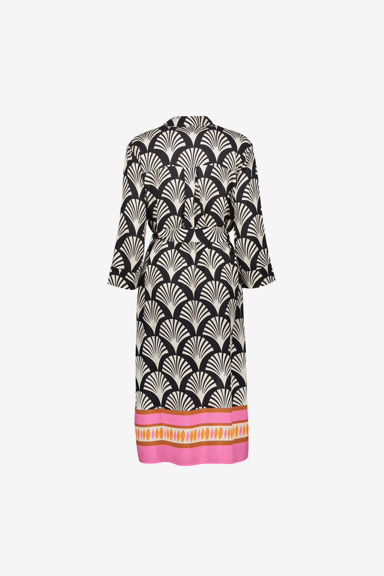 Geisha Kleid mit grafischem Print und kontrastierendem Saum