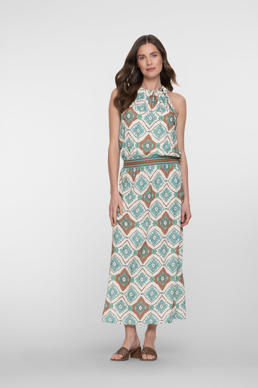 Geisha Maxikleid mit Halterneck und grafischem Print