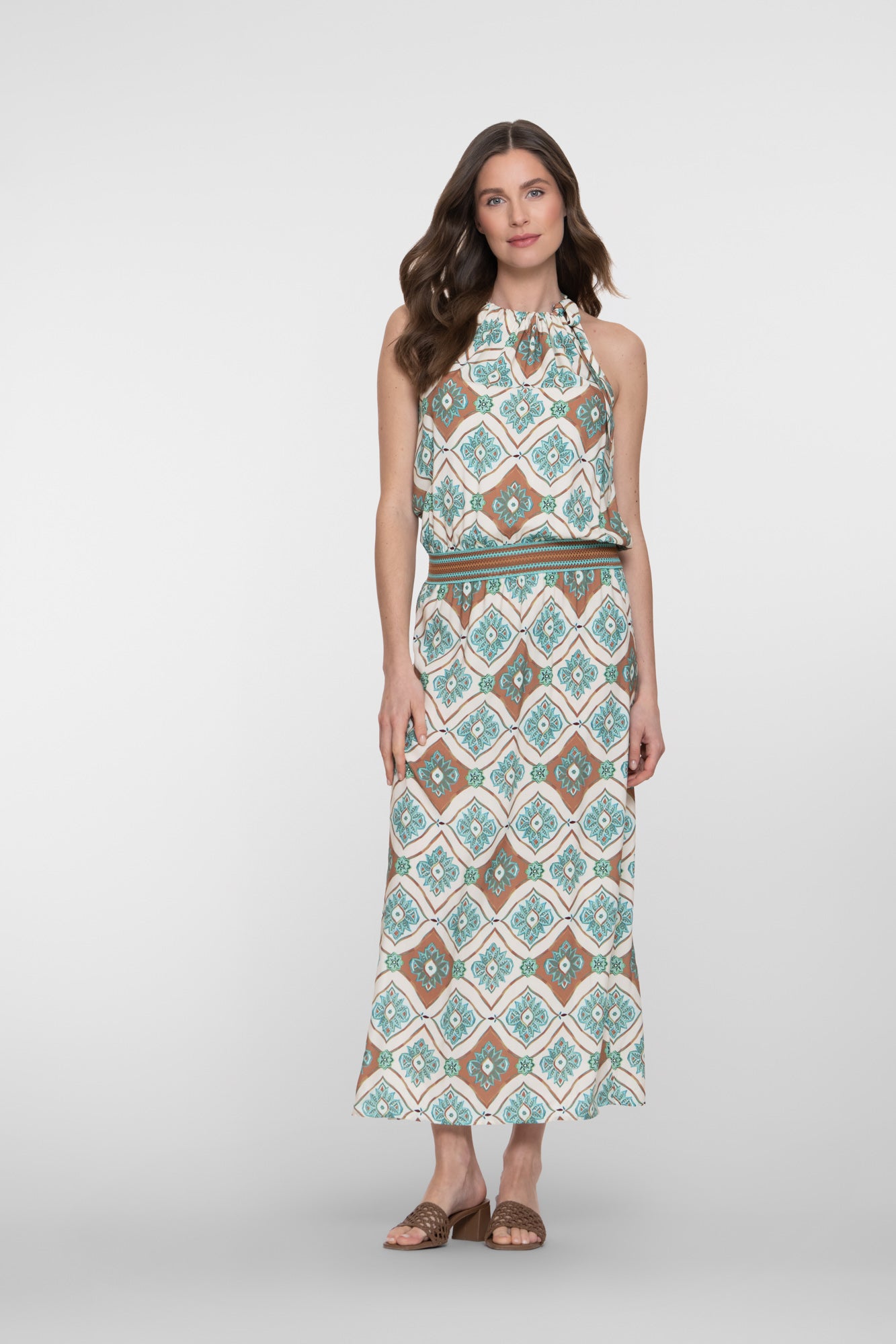 Geisha Maxikleid mit Halterneck und grafischem Print