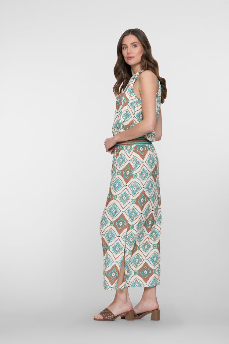 Geisha Maxikleid mit Halterneck und grafischem Print