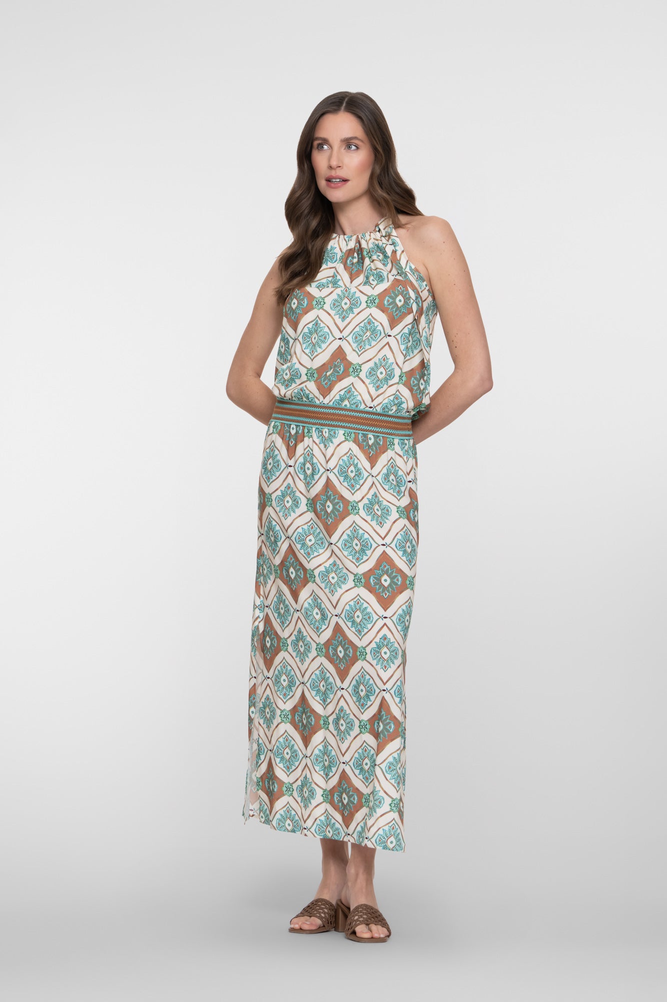 Geisha Maxikleid mit Halterneck und grafischem Print