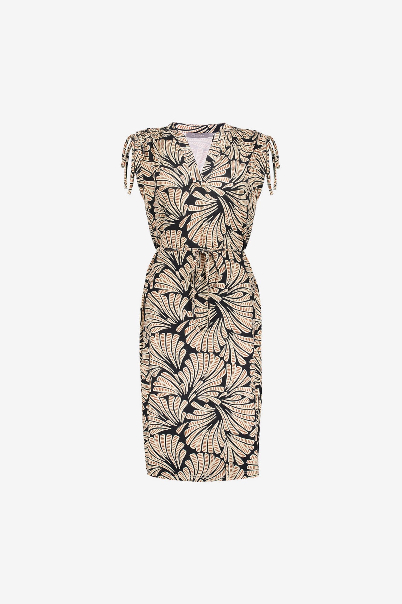 Geisha Kleid mit grafischem Print und Bindegürtel