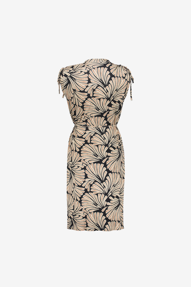 Geisha Kleid mit grafischem Print und Bindegürtel