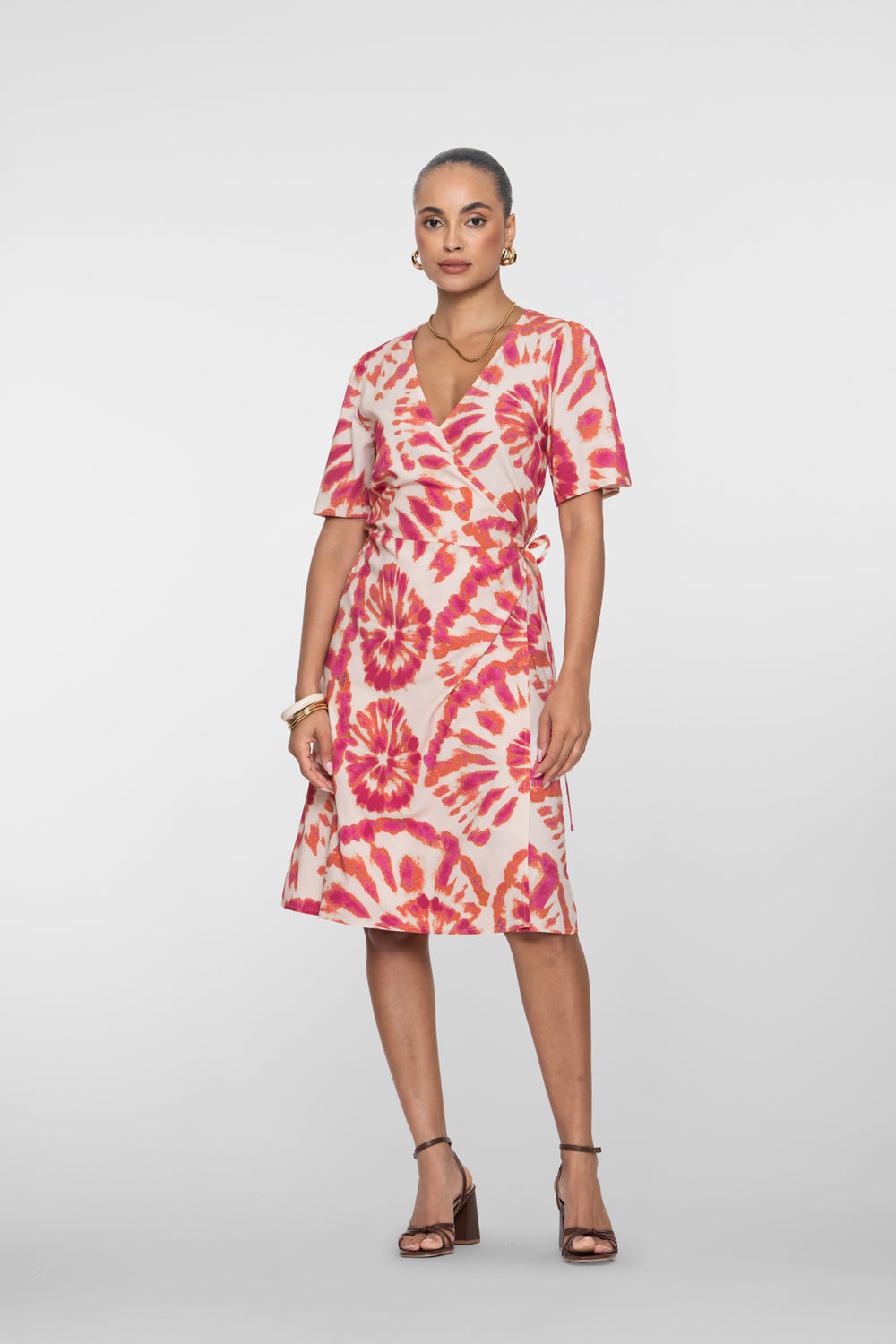 Geisha Damen Midi Kleid mit Überlappung