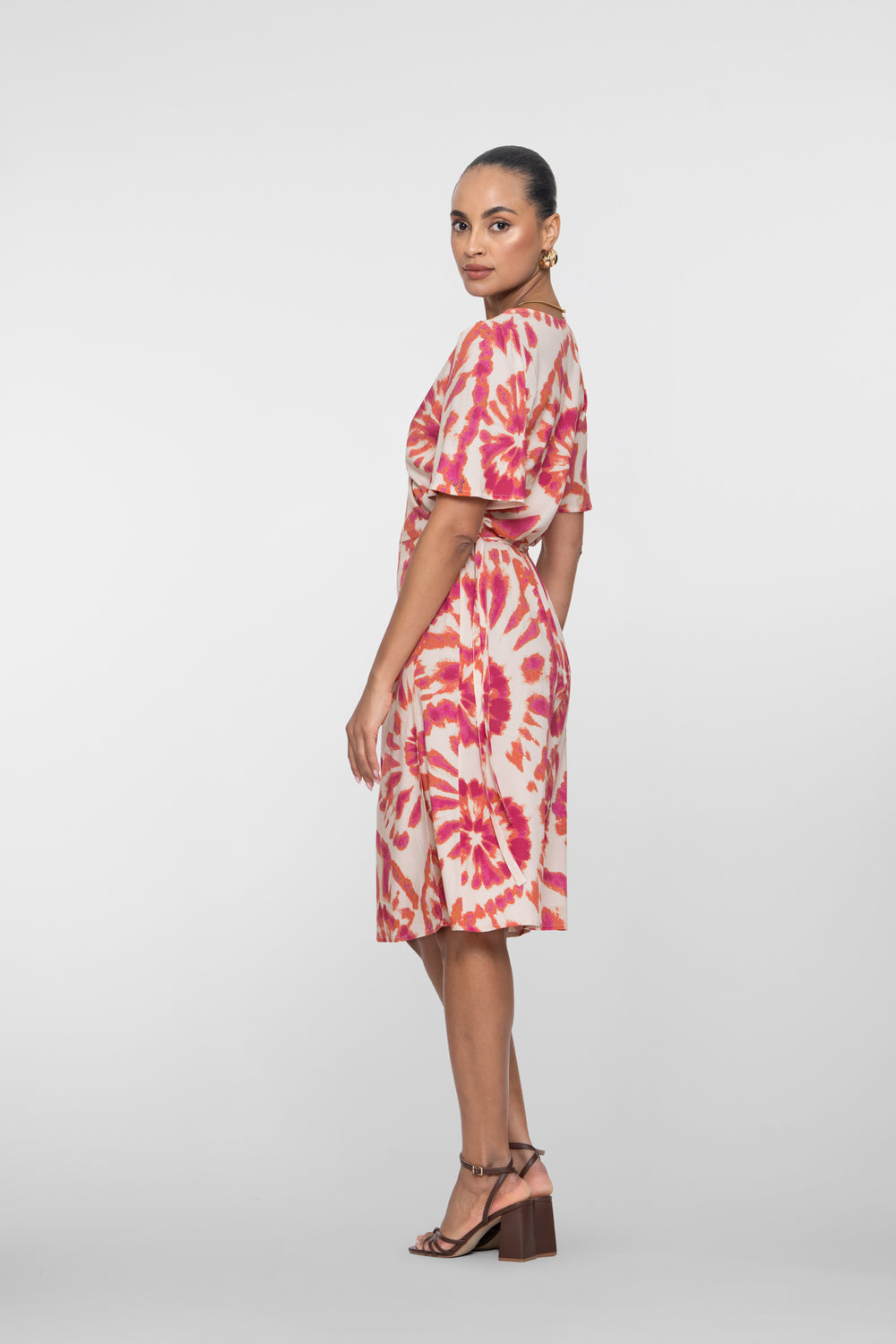 Geisha Damen Midi Kleid mit Überlappung