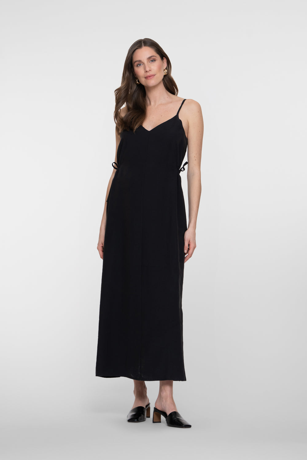 Geisha Maxikleid mit V-Ausschnitt und verstellbarer Bindetaille