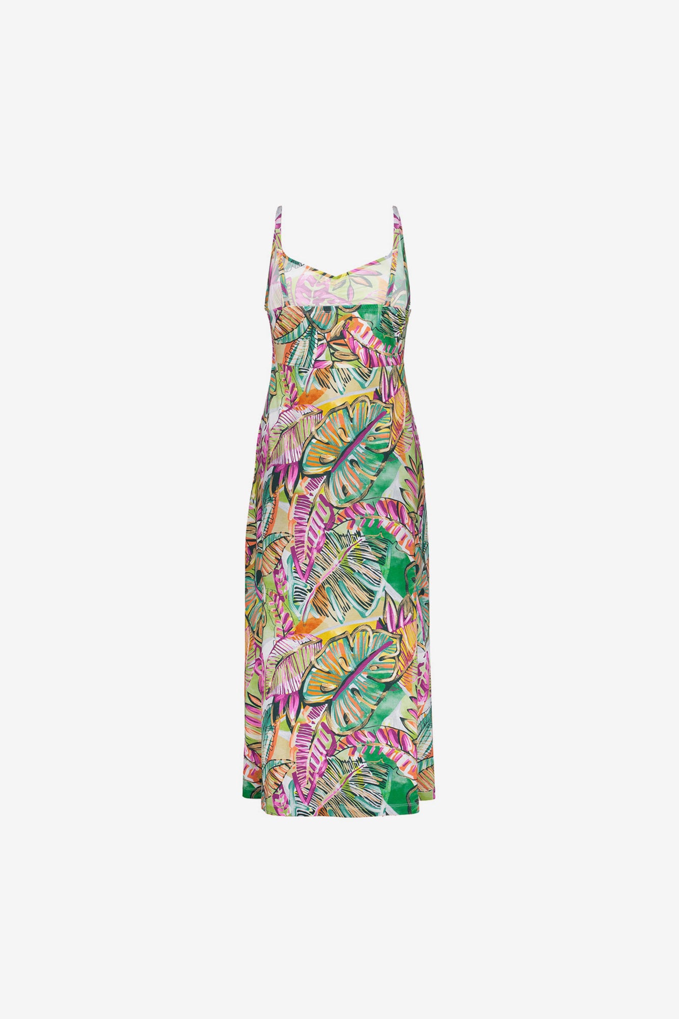 Geisha Kleid mit farbenfrohem Print und Ausschnitt mit Faltenfall
