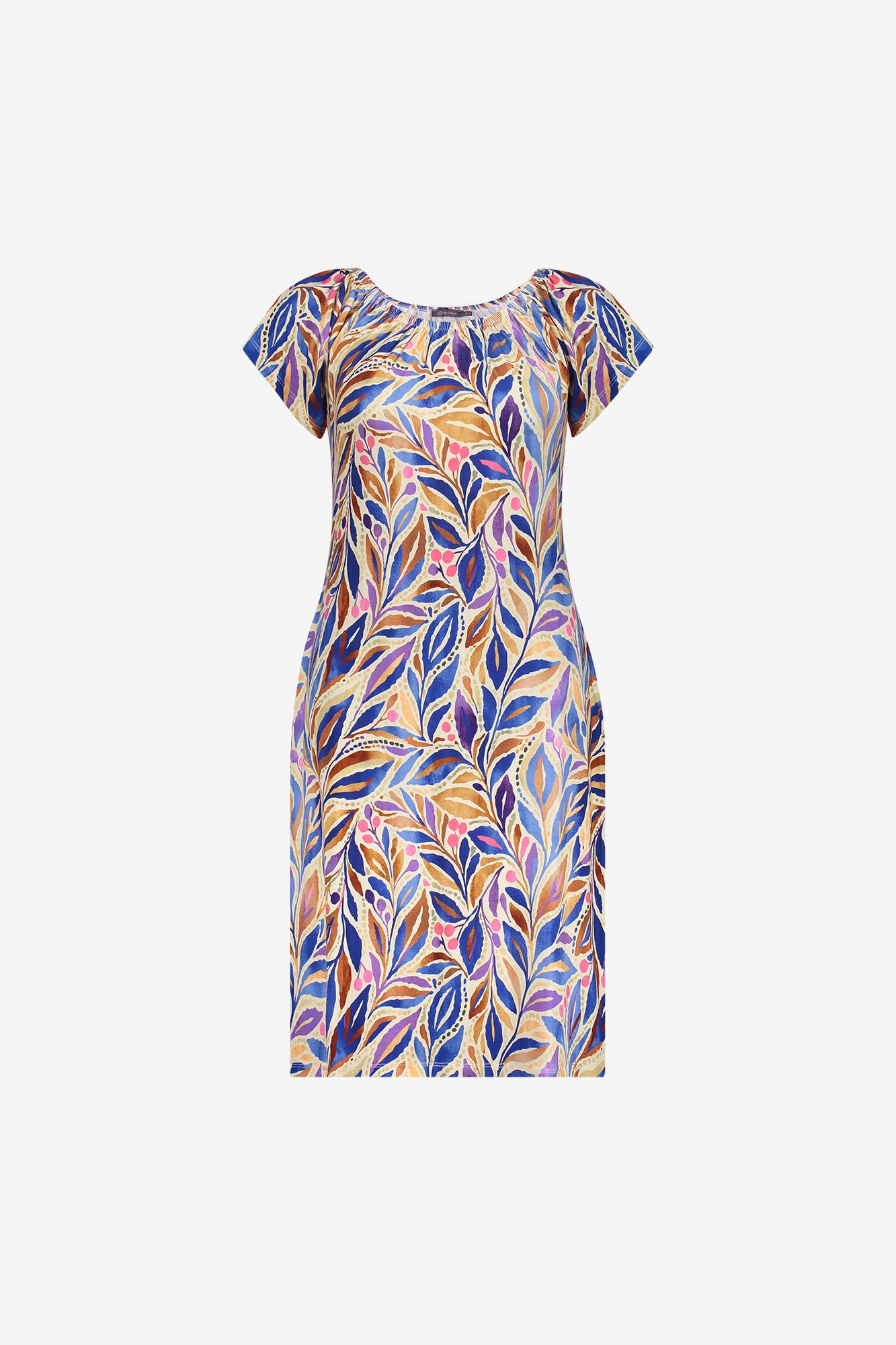 Geisha Kleid mit farbenfrohem Print und elastischem Ausschnitt