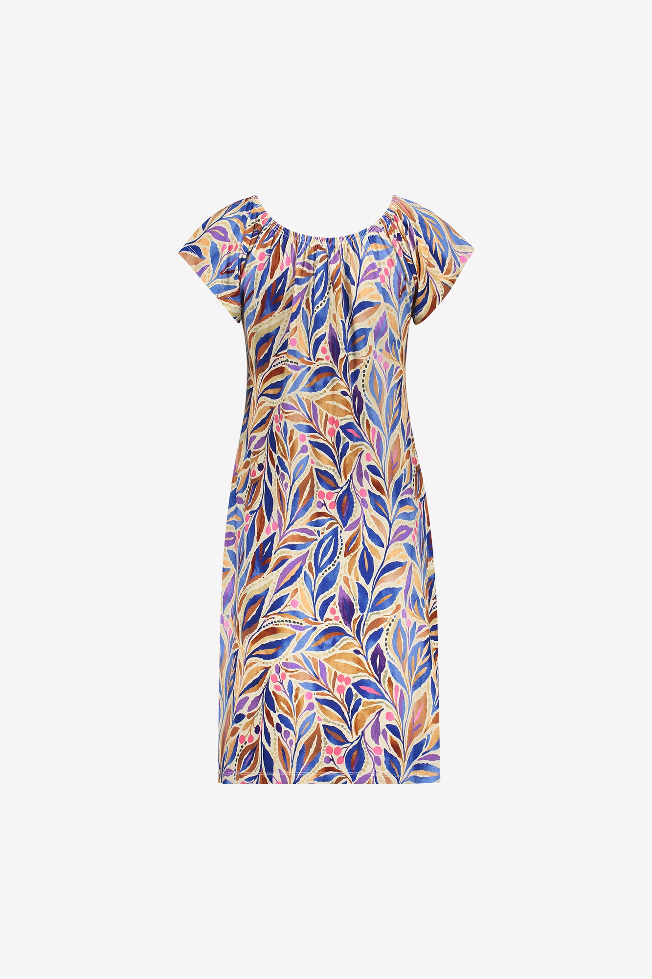 Geisha Kleid mit farbenfrohem Print und elastischem Ausschnitt