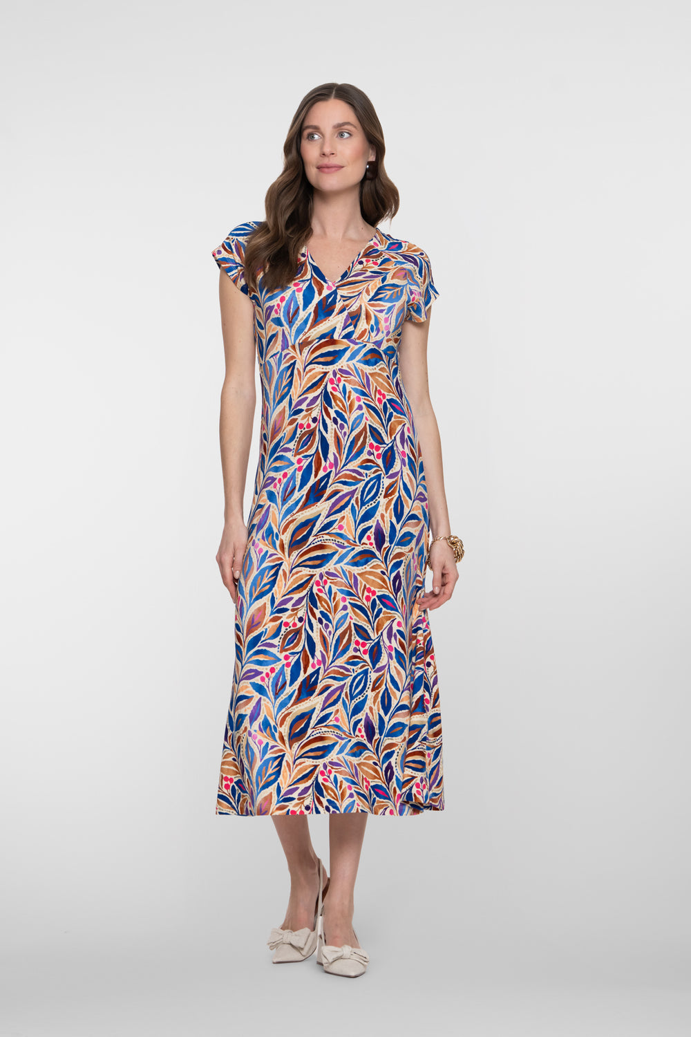 Geisha Kleid mit Print und angeschnittenen Ärmeln