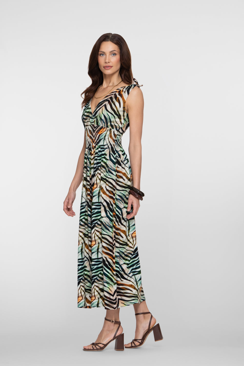 Geisha Maxikleid mit Wickelausschnitt und Schleifendetail