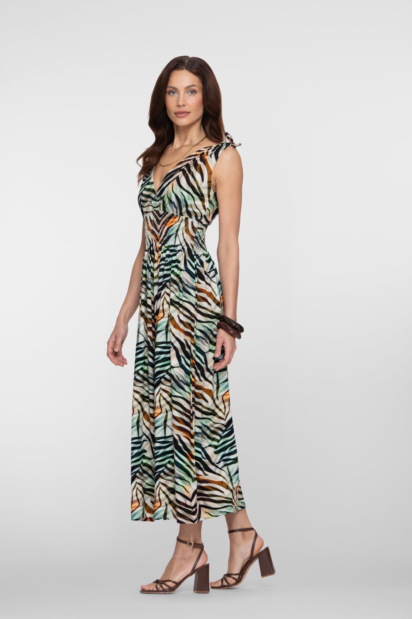 Geisha Maxikleid mit Wickelausschnitt und Schleifendetail