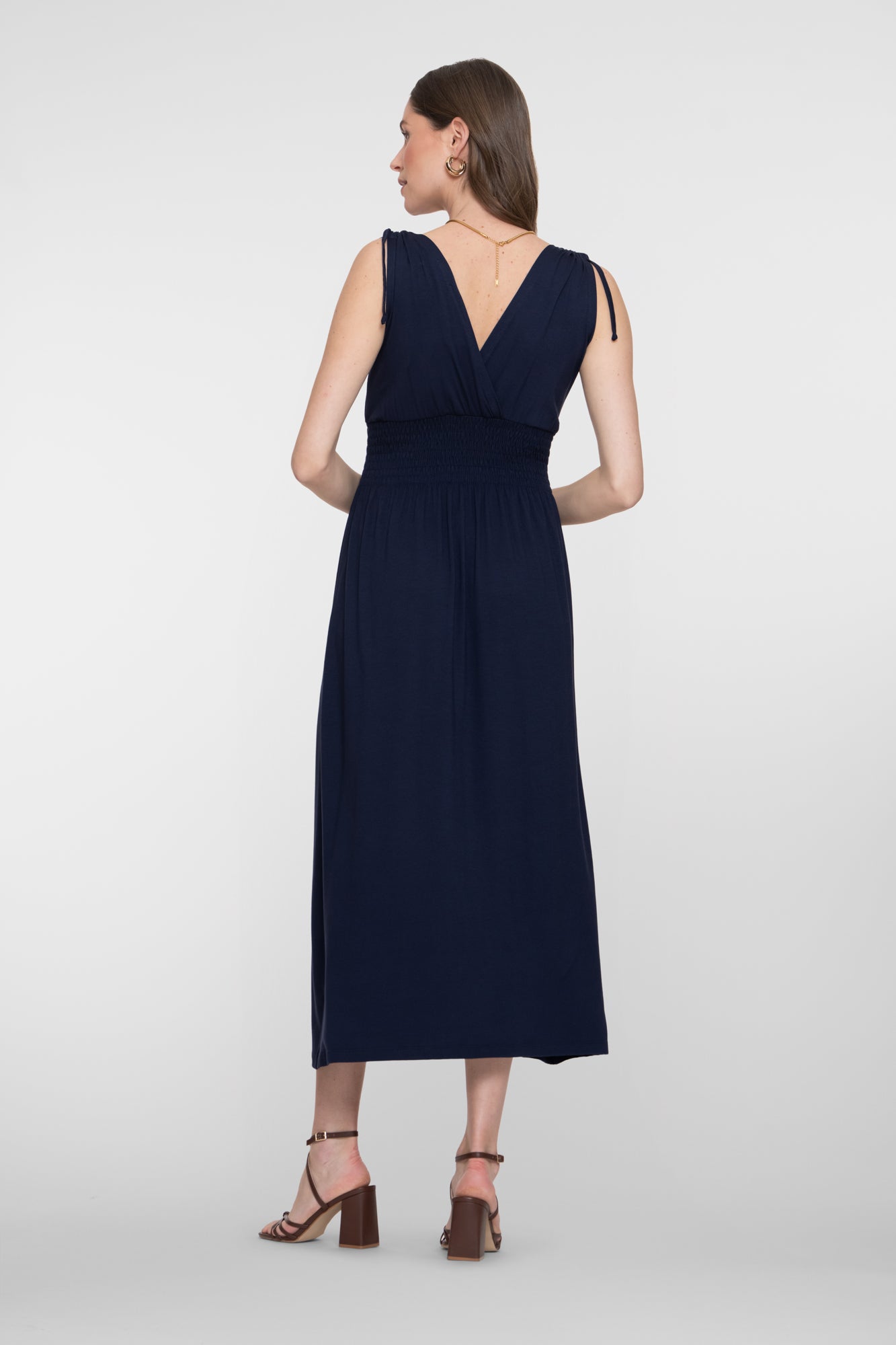 Geisha Maxikleid mit Wickelausschnitt und gesmokter Taille