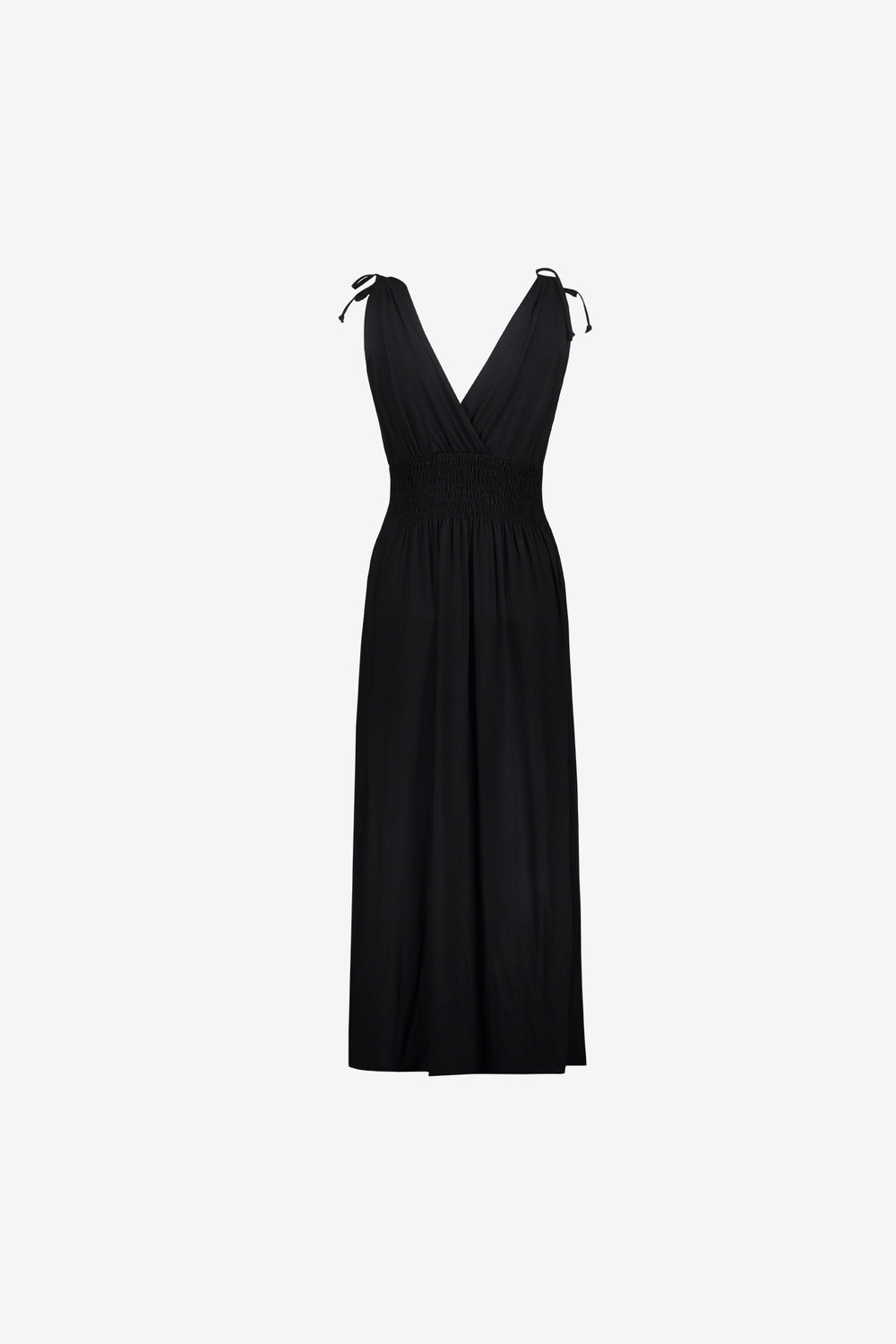 Geisha Maxikleid mit Wickelausschnitt und gesmokter Taille