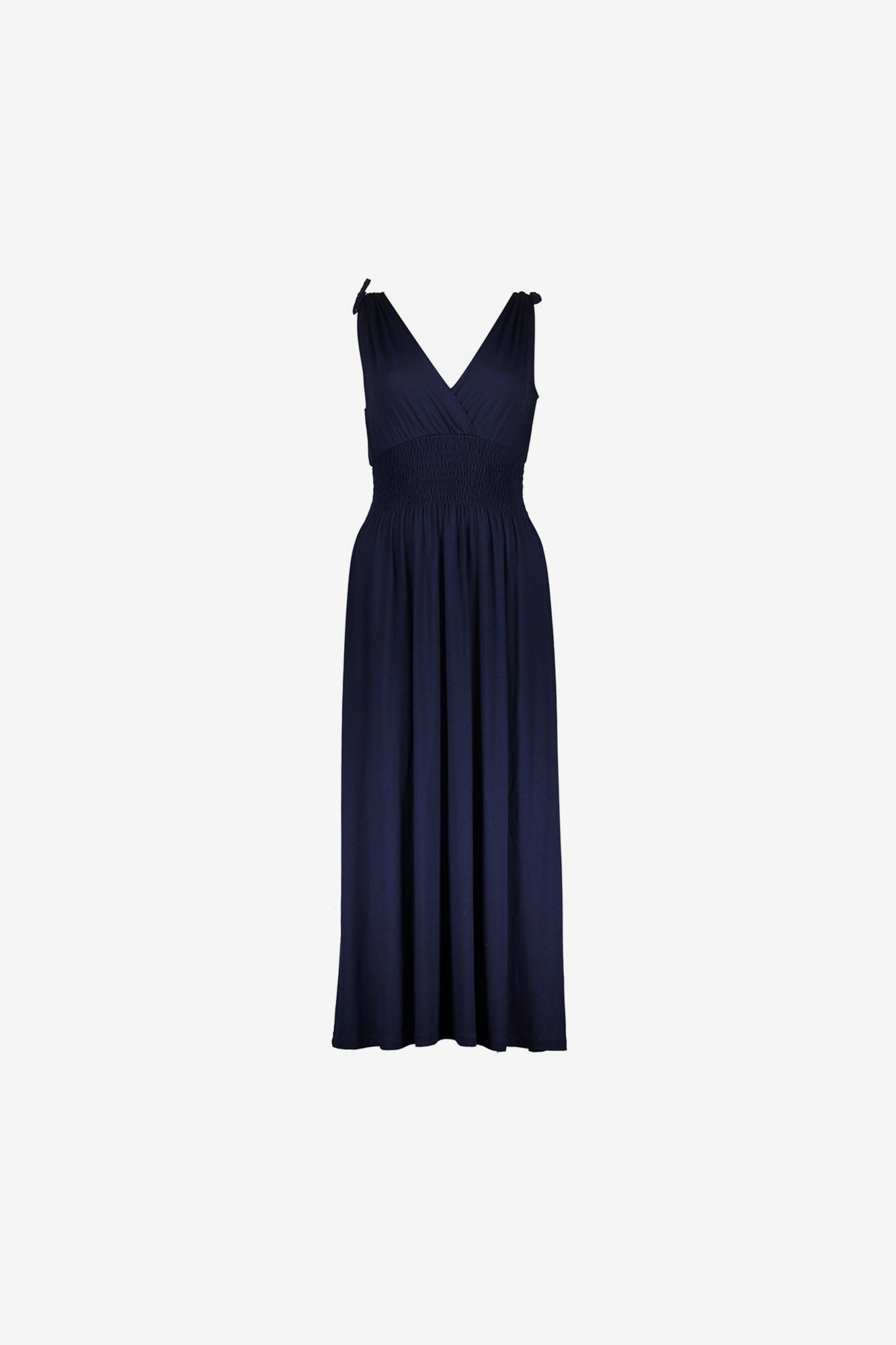 Geisha Maxikleid mit Wickelausschnitt und gesmokter Taille