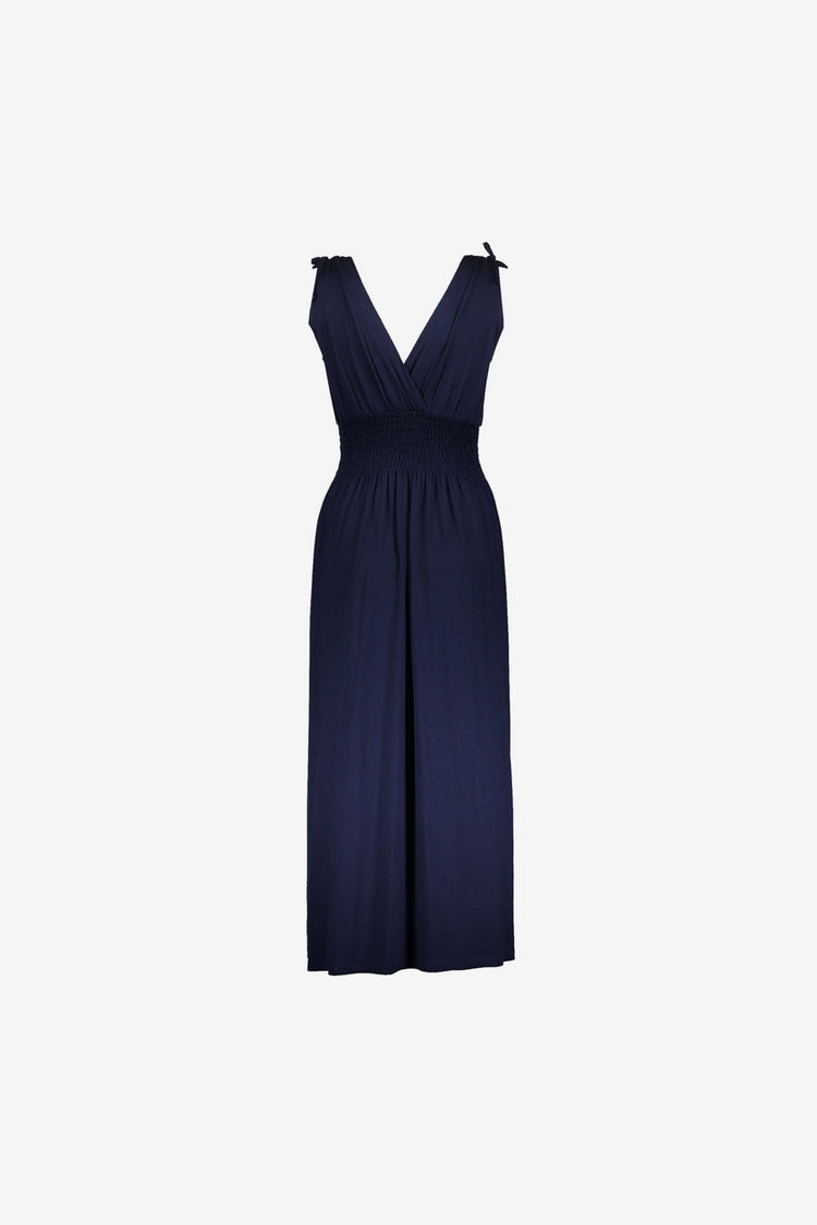 Geisha Maxikleid mit Wickelausschnitt und gesmokter Taille