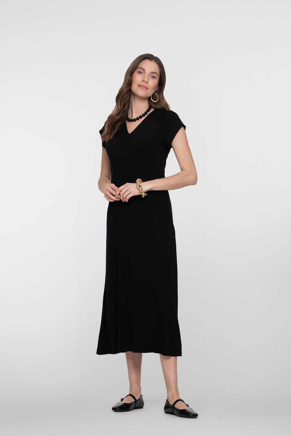 Geisha Kleid mit V-Ausschnitt und angeschnittenen Ärmeln