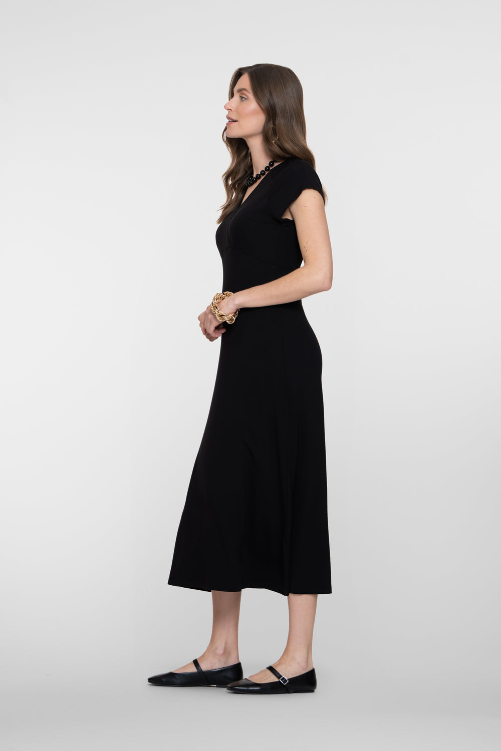 Geisha Kleid mit V-Ausschnitt und angeschnittenen Ärmeln