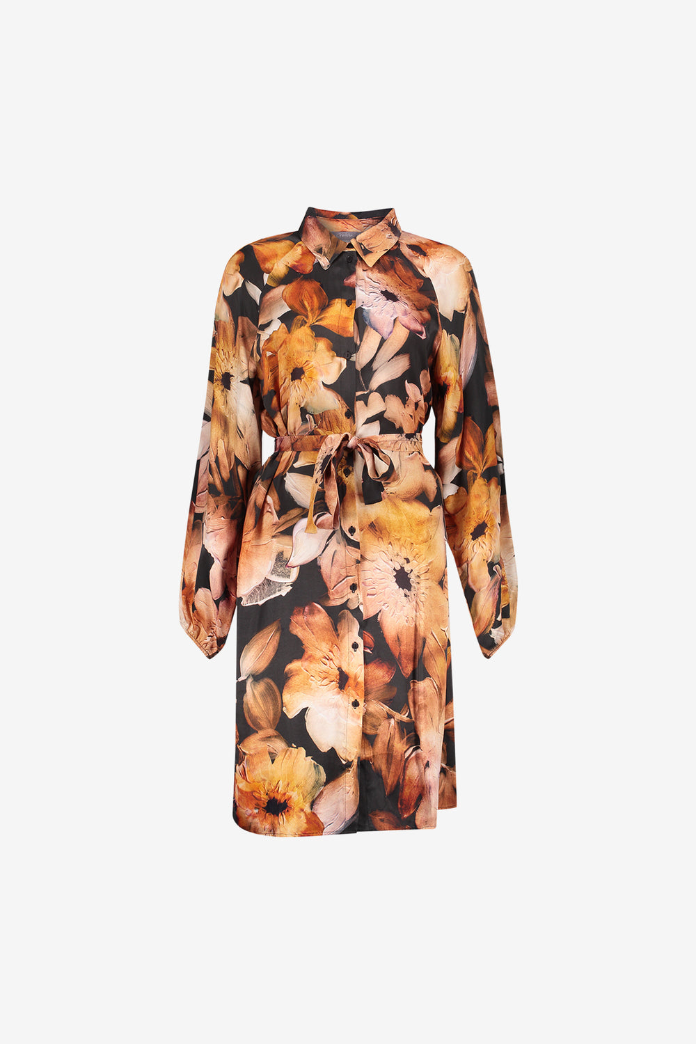 Geisha Damen Kleid mit ausdrucksstarkem Blumenmuster und Bindegürtel