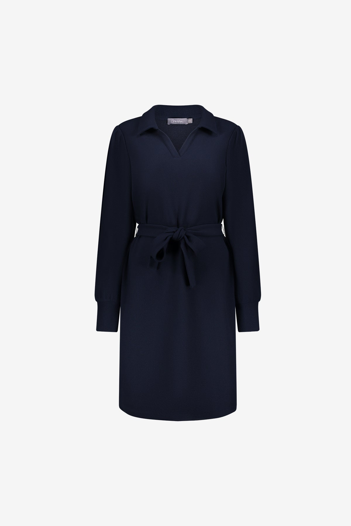 Geisha Damen Kleid mit V-Ausschnitt, Polokragen und Bindegürtel
