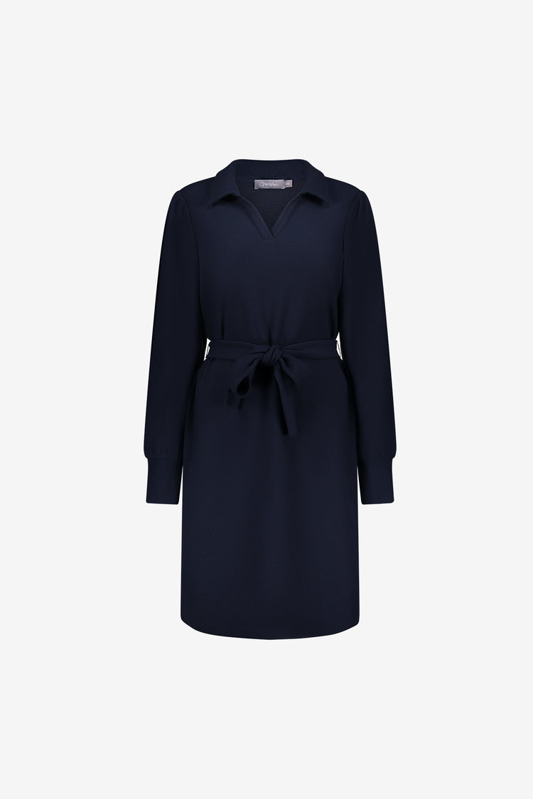 Geisha Damen Kleid mit V-Ausschnitt, Polokragen und Bindegürtel