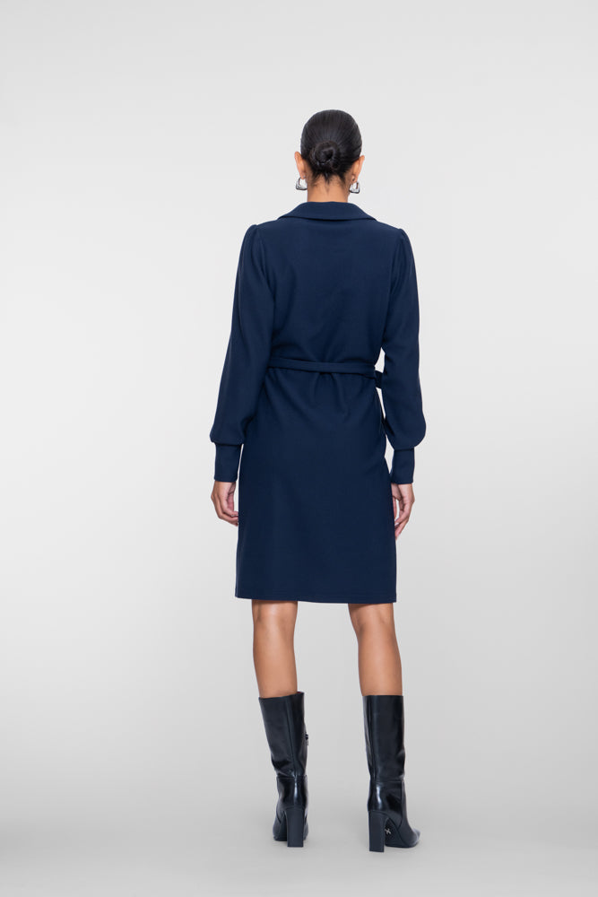 Geisha Damen Kleid mit V-Ausschnitt, Polokragen und Bindegürtel