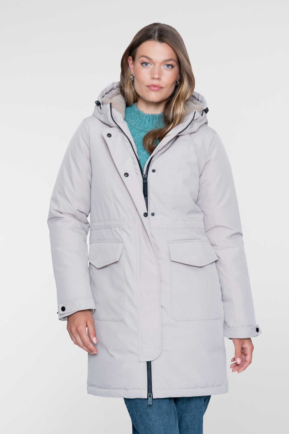 Geisha lange Steppjacke mit Teddyfutter