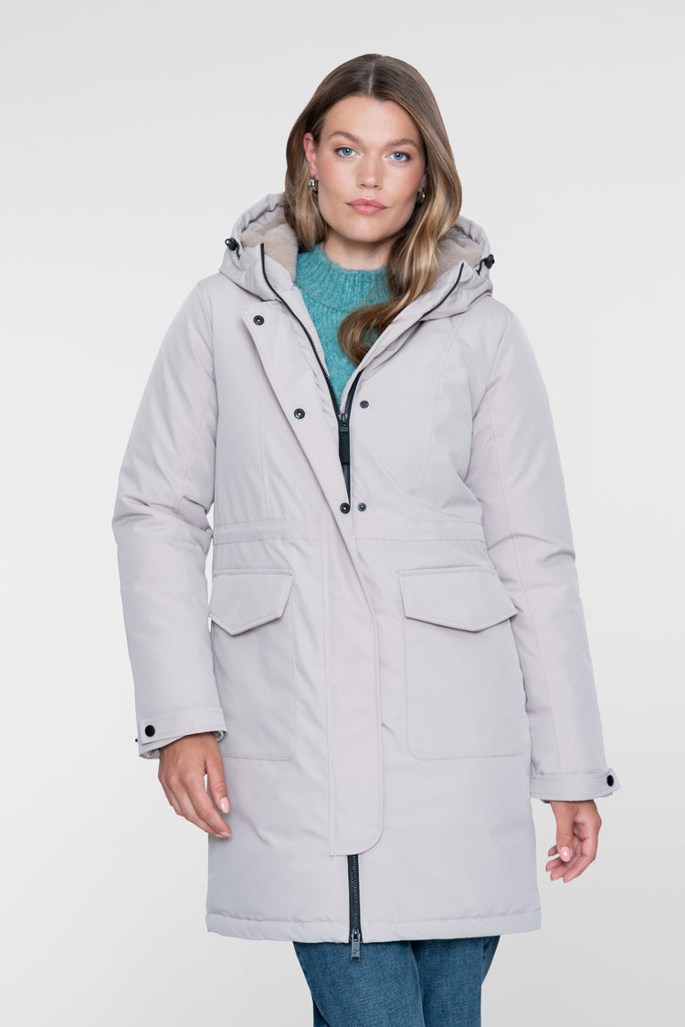 Geisha lange Steppjacke mit Teddyfutter