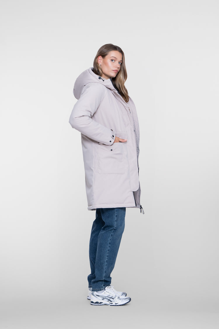 Geisha lange Steppjacke mit Teddyfutter