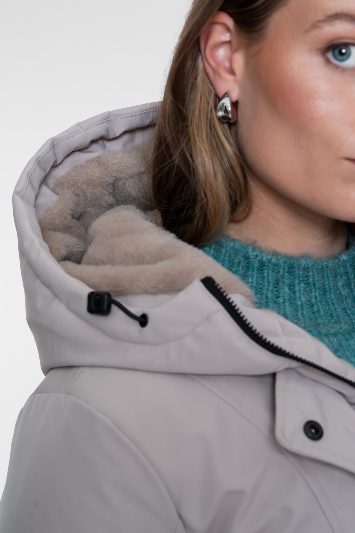 Geisha lange Steppjacke mit Teddyfutter