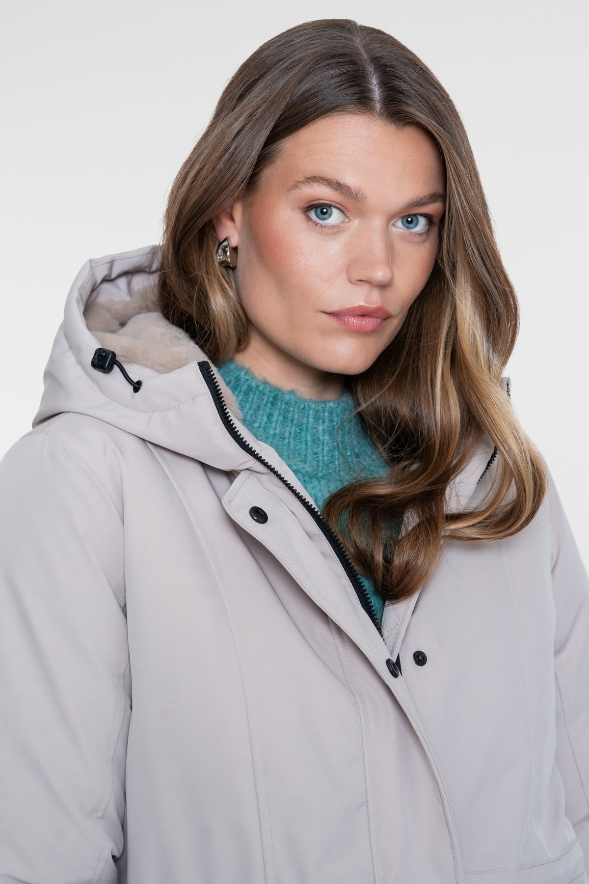 Geisha lange Steppjacke mit Teddyfutter