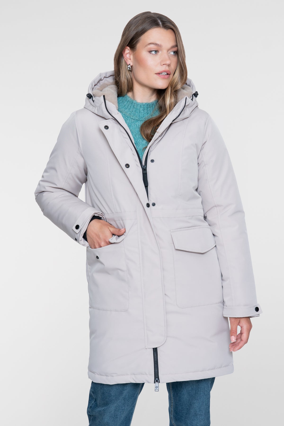 Geisha lange Steppjacke mit Teddyfutter