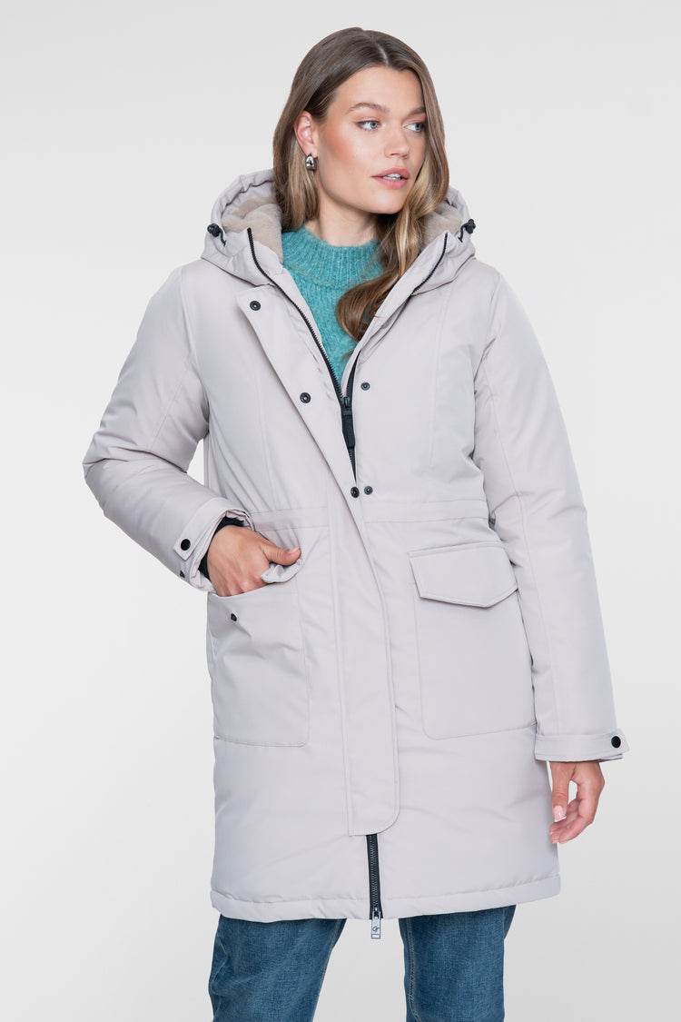 Geisha lange Steppjacke mit Teddyfutter