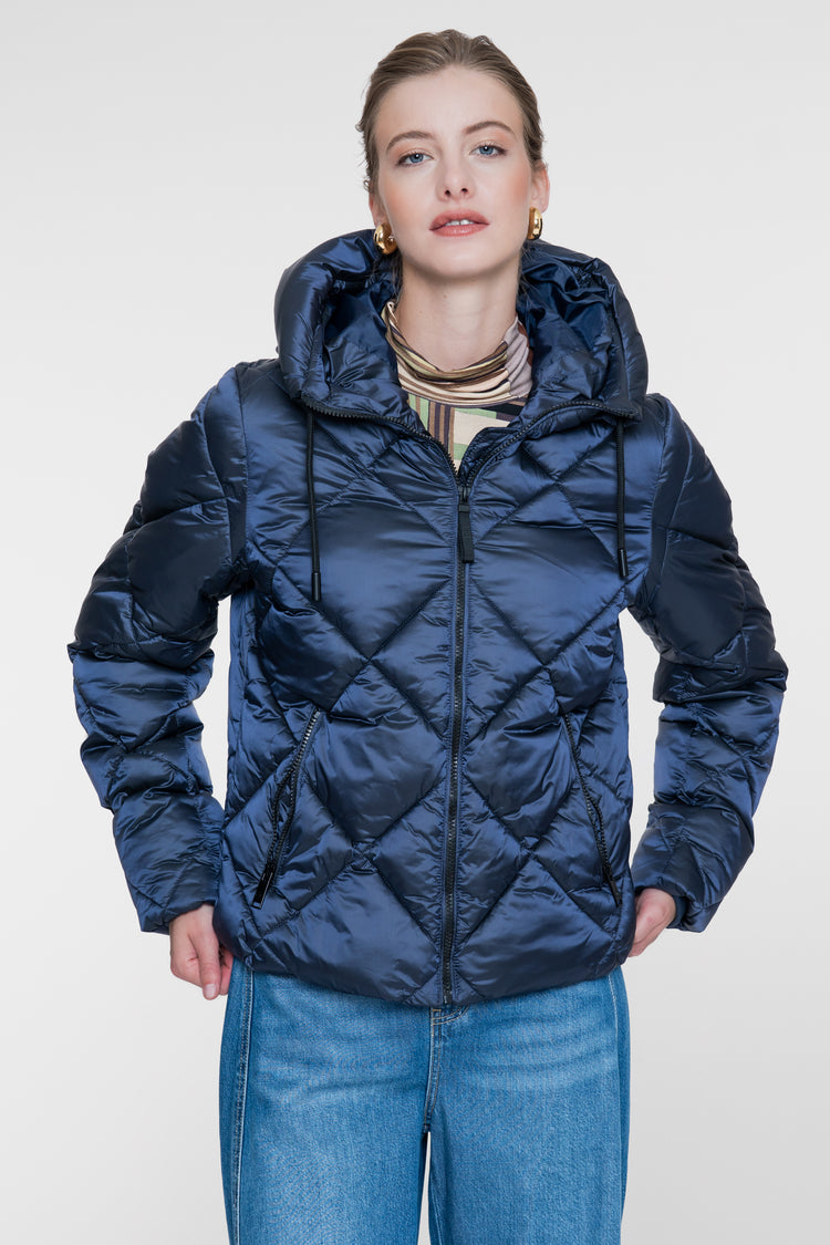 Geisha gesteppte Winterjacke mit Kapuze und Rautensteppung