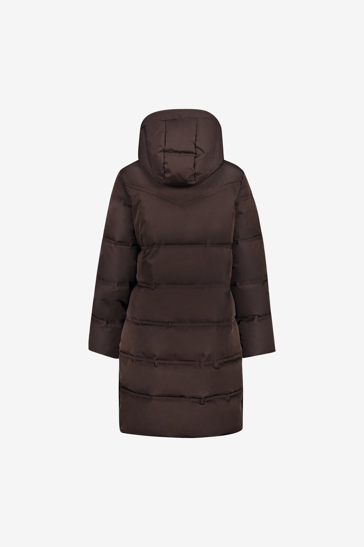Geisha lange gesteppte Winterjacke mit Kapuze und verdecktem Reißverschluss