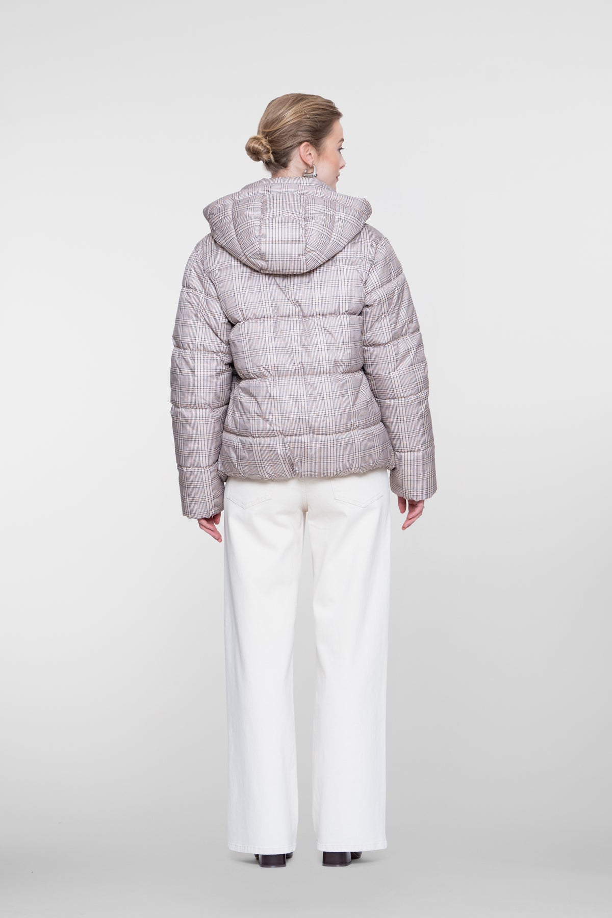 Geisha Winterjacke mit Karomuster und Kapuze