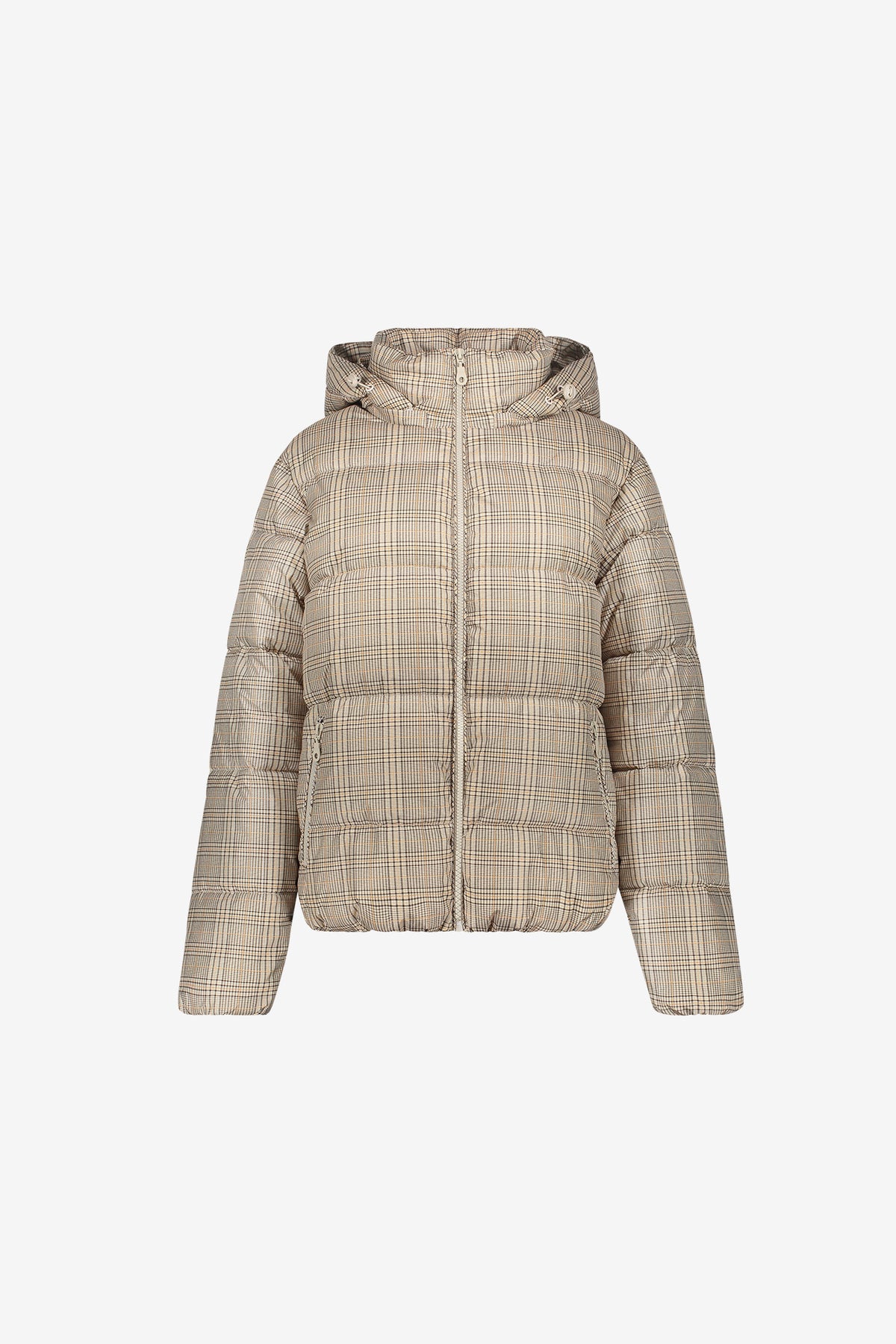 Geisha Winterjacke mit Karomuster und Kapuze