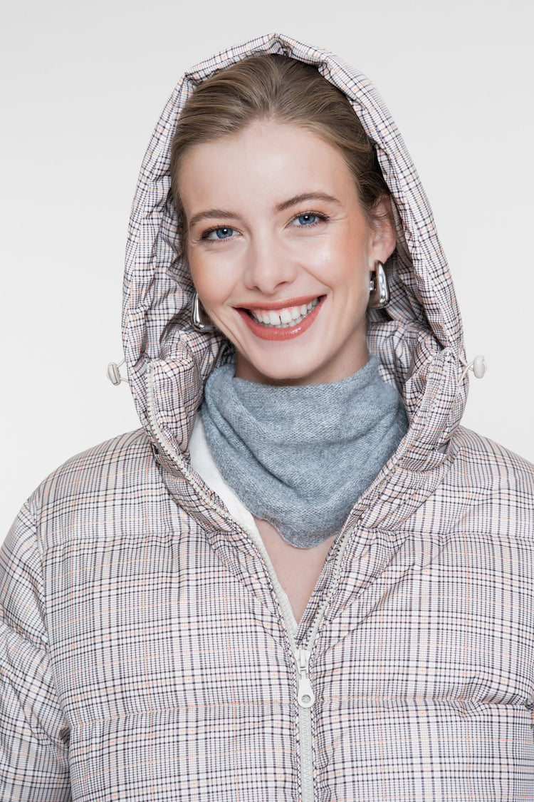 Geisha Winterjacke mit Karomuster und Kapuze
