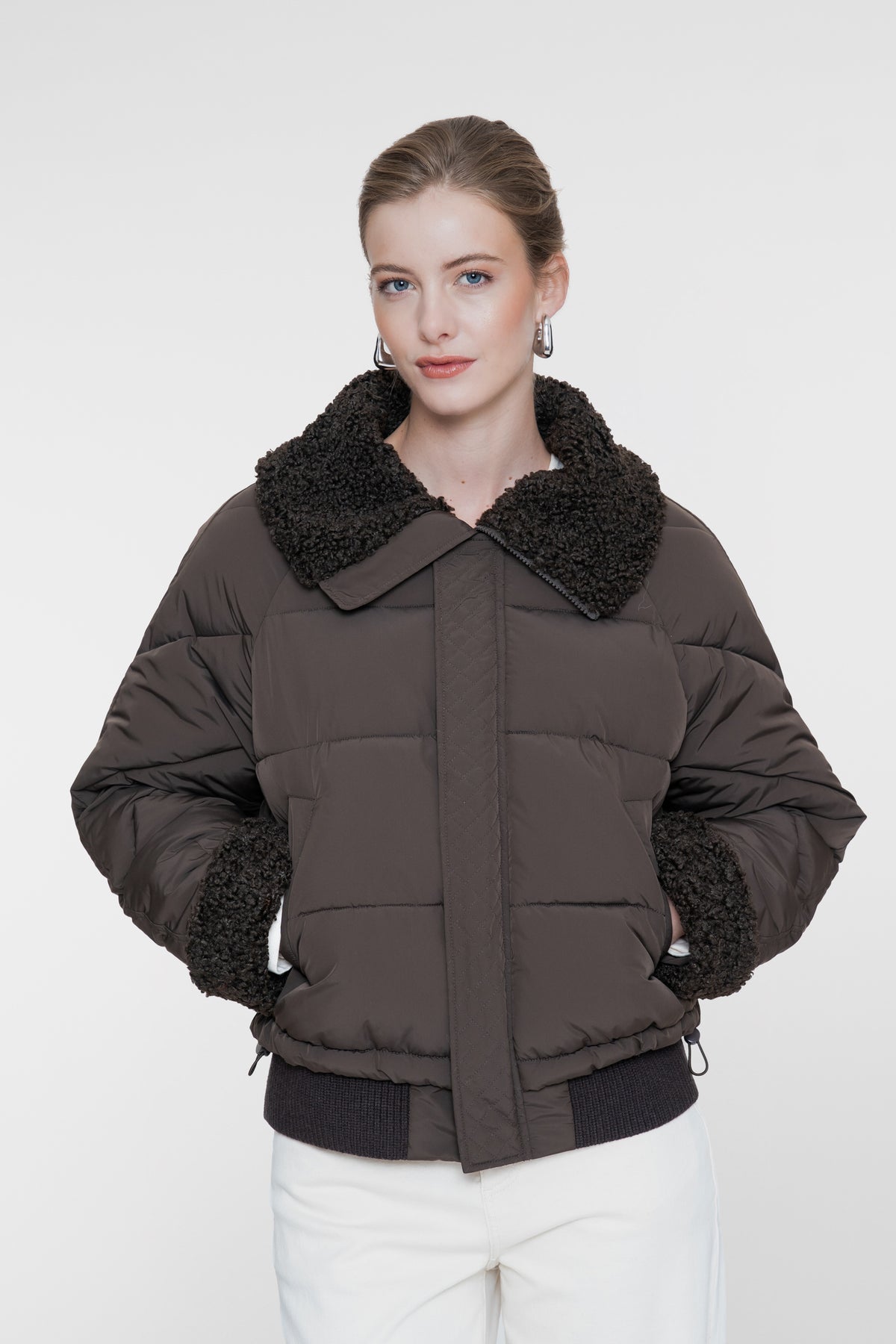 Geisha Winterjacke mit Teddykragen und Teddy-Manschetten