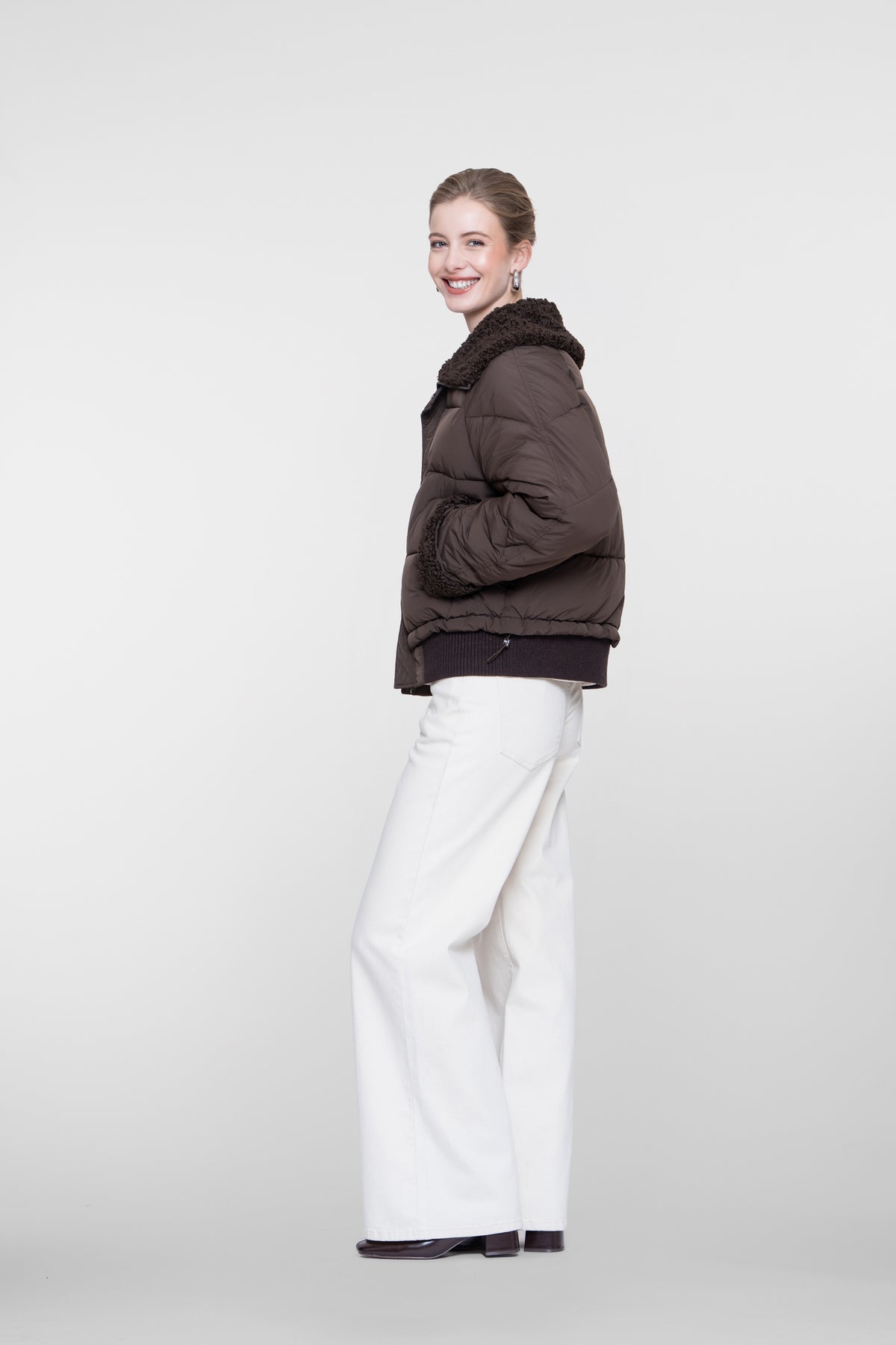 Geisha Winterjacke mit Teddykragen und Teddy-Manschetten