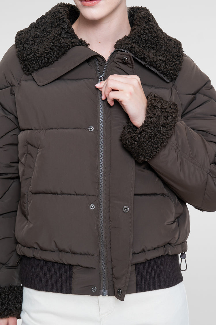 Geisha Winterjacke mit Teddykragen und Teddy-Manschetten