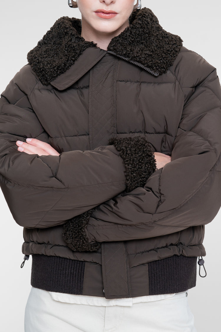 Geisha Winterjacke mit Teddykragen und Teddy-Manschetten