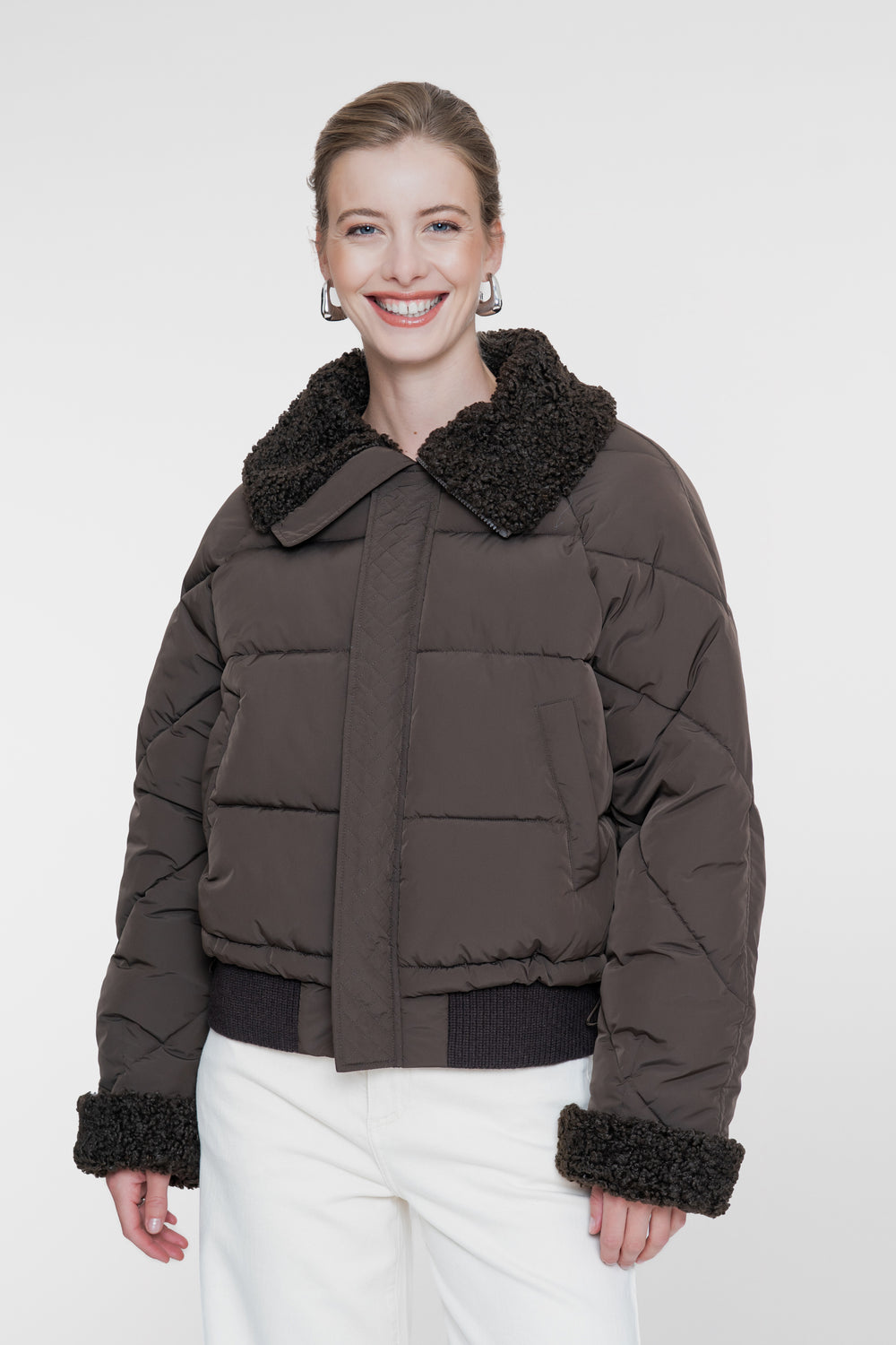 Geisha Winterjacke mit Teddykragen und Teddy-Manschetten
