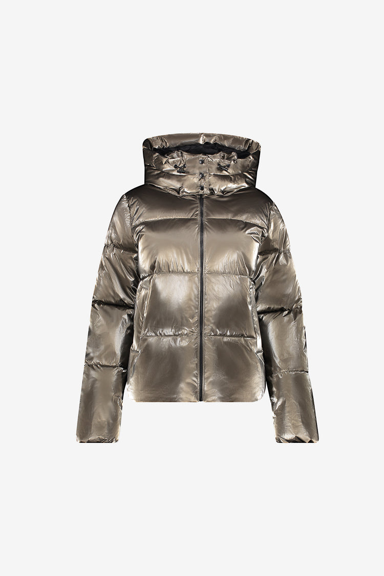Geisha Winterjacke mit hoher Kapuze und dezentem Glanz